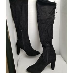 Wild Diva Thigh High Over the Knee Black Faux Suede 4 in Heeled Boots Size 10
